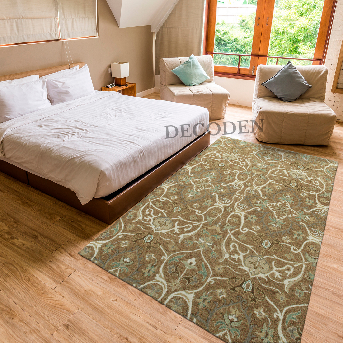 Luxurious Chino,Beige Area Rug